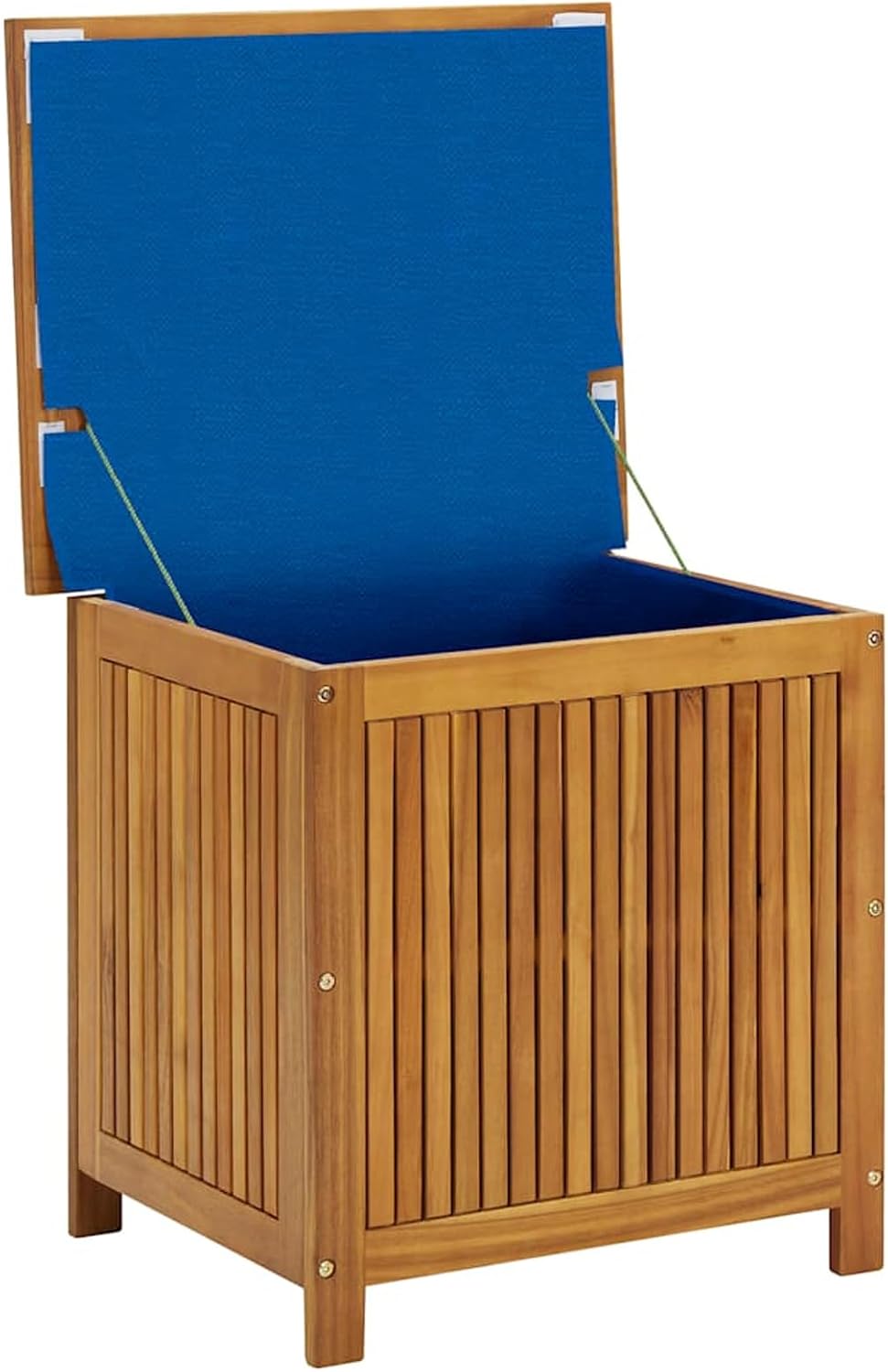 Gecheer Wooden Storage Box, Garden Storage Bench with Water-Resistant Bag, 60x50x58 cm Solid Acacia Wood Organizer for Outdoor Indoor Use