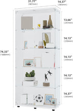 Glass Display Cabinet with 5 Shelves Double Door, Cabinets for Living Room, Bedroom, Office