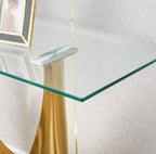 Luxury Gold Glass Console Table, Modern 47" Rectangle Entryway Table with Mirrored U-Shape Stainless Steel Base, Clear Glass Sofa Tables Behind The Couch Hallway Tables for Living Room