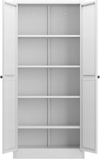 61-Inch White Metal Kitchen Pantry Cabinet with 4 Adjustable Heavy-Duty Shelves (110lb Capacity), Freestanding Storage Organizer for Pantry, Kitchen, Living Room