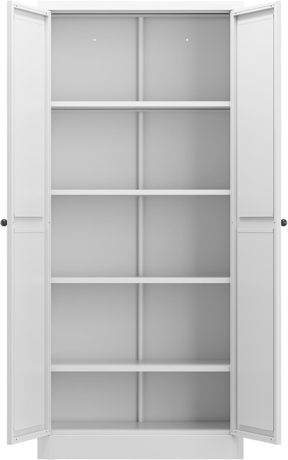 61-Inch White Metal Kitchen Pantry Cabinet with 4 Adjustable Heavy-Duty Shelves (110lb Capacity), Freestanding Storage Organizer for Pantry, Kitchen, Living Room