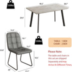 ZckyCine 46.5" Modern Grey Dining Table Set for Small Spaces, 5-Piece Set with Rectangular Table & 4 Padded Leather Chairs, Compact, Sturdy & Easy to Assemble (Table + 4 Grey Dining Chairs, 46.5")