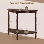 Giantex 42" Half Moon Console Table, 2-Tier Semi-Circle Entryway Table with Storage Shelf & Carved Rubber Wood Legs, Vintage Round Curved Sofa Tables for Living Room, Hallway, Entrance
