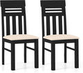 Giantex Wooden Dining Chairs Set of 2, High Back Black Dining Room Chairs with Padded Seat & Rubber Wood Frame, PU Leather Farmhouse Side Chairs for Kitchen Living Room