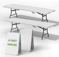 Folding Table 8 Foot - Heavy Duty 660LBS Capacity, Sturdy & Foldable Design with Safety Lock - Portable Tables Folding for Camping, Party, Indoor & Outdoor Use, 2 Pack