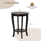 SlickBlue Space-Saving 2-Tier Round End Table with Premium Wood Legs and Floor Protection