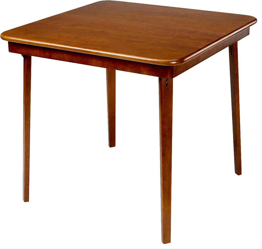 Stakmore Classic Straight Edge Square Wood Folding Table, 32x32, Fruitwood | Foldable Card Table, Wooden Tabletop Furniture for Cards, Board Games, Dining, and Extra Seating
