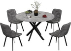EROMMY Round Dining Table Set for 4, Modern Kitchen Table and Chairs with X-Shaped Table Legs & U-Shaped Thick Cushion, Wooden Dining Room Set for Dining Room Kitchen (Gray Table + 4 Gray Chairs)
