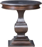 Liberty Furniture Provence Park Round End Table with Blue Stone Top for Living Room - Chateau Brown