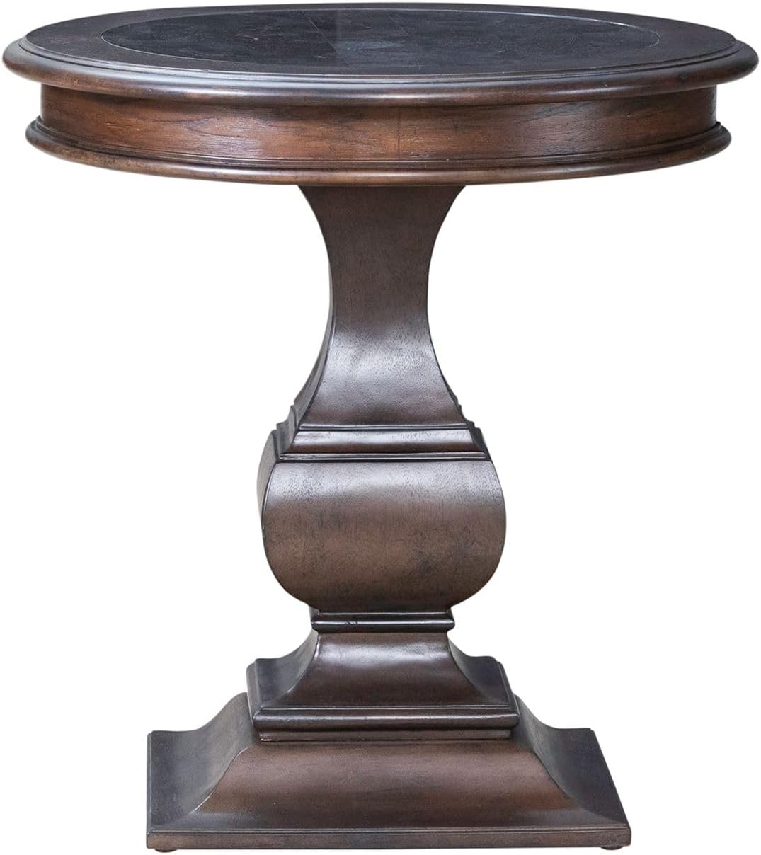 Liberty Furniture Provence Park Round End Table with Blue Stone Top for Living Room - Chateau Brown