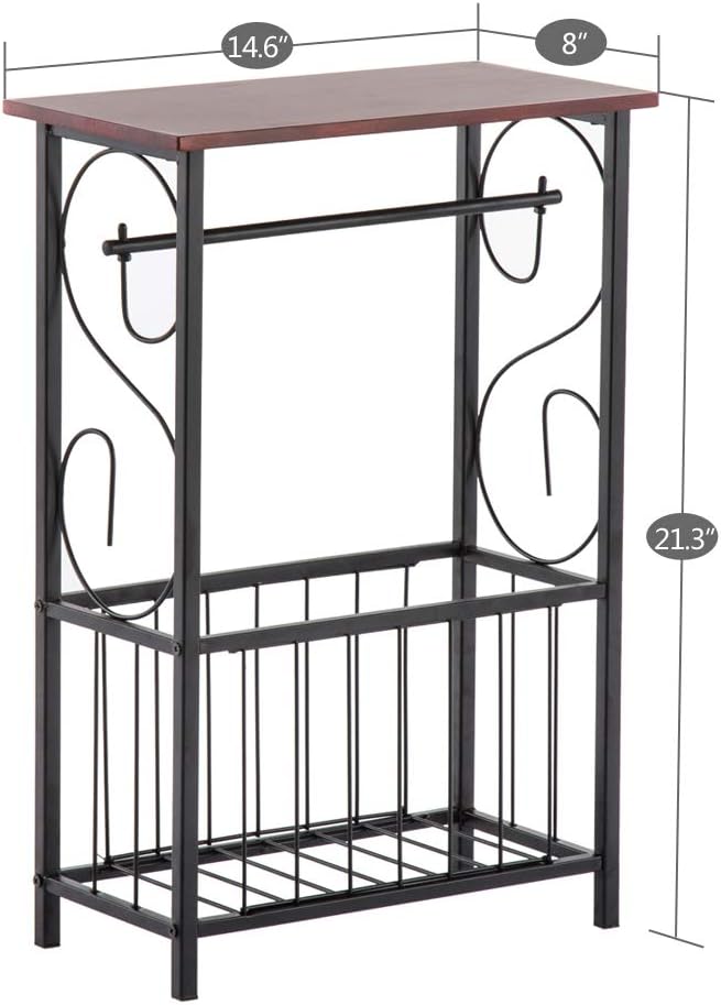 Side Table,Narrow End Table for Small Spaces,Snack Couch Table with Holder,Nightstand for Living Room,Bedroom,Office,Bathroom,Balcony (Coffee)