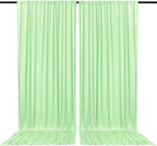 2 Panels Light Green Backdrop Curtain, 10 x 7 Feet Background Curtains for Parties, Weddings, Baby Showers, Bachelorette Halloween, Christmas Birthday Party Photoshoot Backdrop Curtains Decorations