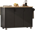 Moveable Kitchen Island with Drop Leaf with Storage and Dining Table, Kitchen Island with Wheels with Wheels Towel Rack， for Kitchen, Dining Room, Black