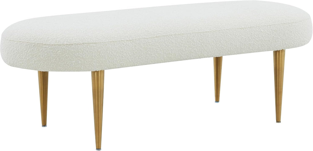 SAFAVIEH Couture Collection Corinna Glam Ivory Boucle/Gold Leg Oval Bench
