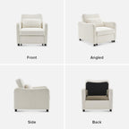 mopio Sophie 4-in-1 Convertible Sleeper Chair Bed, Accent Chair, Chaise Lounge, Comfy Reading Armchair, Pull Out Sofa Bed with Adjustable Backrest for Living Room, Bedroom (Pearl White Boucle)