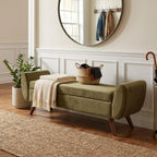 HomePop 60" Modern Storage Bench with Wood Legs - Light Sage Green Velvet