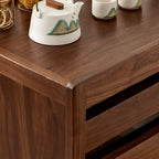 ENGENDER Couch Side Table 78x41x69cm Walnut Home Sofa Side Cabinet, Living Room Movable Tea Set Storage Display Table Narrow End