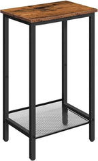 Bedroom Table Telephone Table High Sofa Side Table with Adjustable Mesh Shelf Narrow Bedside Table for Office Hallway Living Room Brown