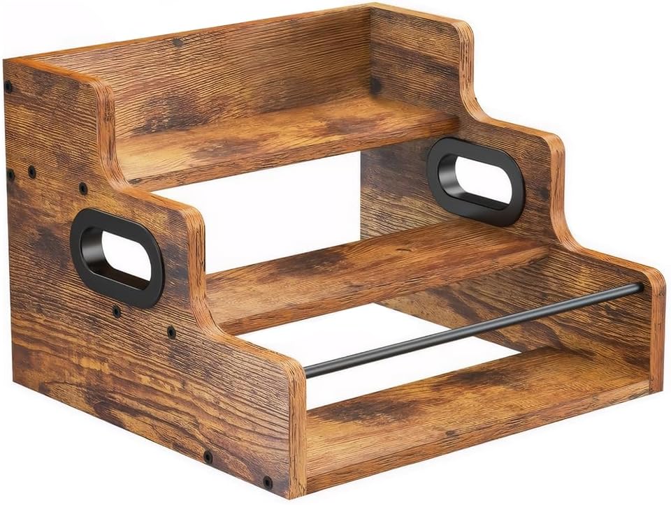 Liquor Bottle Display Shelf, Coffee Syrup Rack Organizer, 3 Step Countertop Liquor Wine Rack, mini bar,Liquor Cabinet, Home Retro Bar Shelf Stand for Liquor Whiskey,