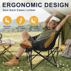 Oversized Camping Chairs for Adult - Heavy Duty Padded Portable Folding Chair XL Collapsible Camp Chair with Cup Holder Side Pocket for Outdoor Lawn Beach Sport Fishing Support 500LBS, Black