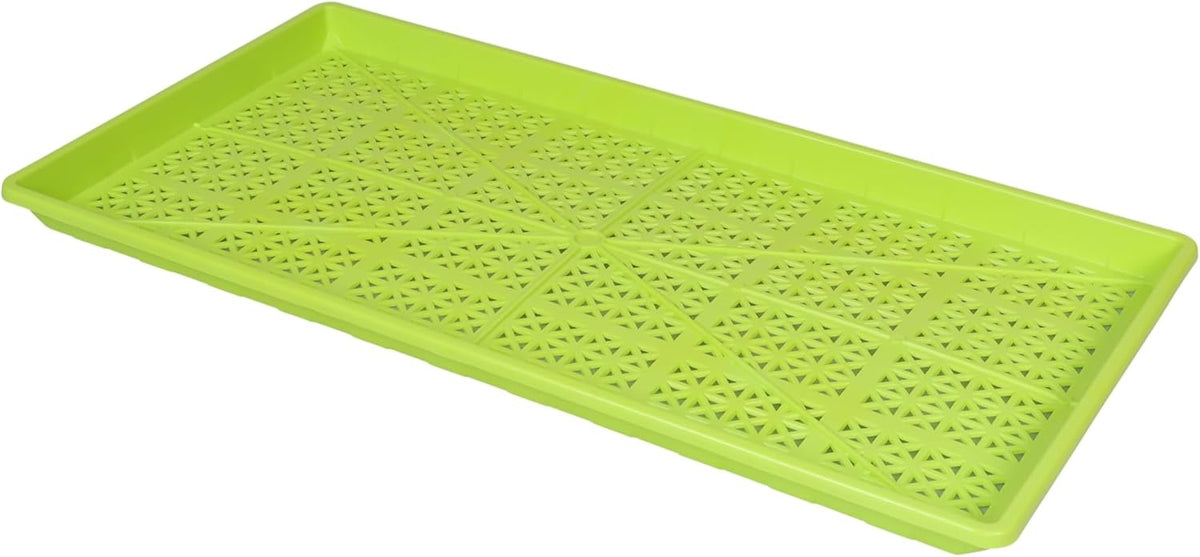 SUNPACK 10" x 20" Heavy Duty Mesh Plastic Seed Starting Tray, Lime Green, 1" (Pack of 10) - Ensures Water Drainage and Aeration, Perfect for Greenhouses or Indoor Gardening