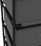 4-Tier Grey Steel Storage Rack w/Fabric Baskets 15"x17.7"x31.5" for Living/Bed/Bath Pantry