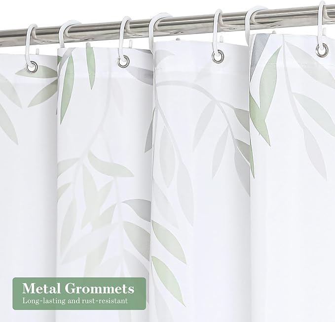 MitoVilla Extra Long Leaves Shower Curtain 72 x 84, Vintage Bathroom Shower Curtain with Plant Leaves, XL Rustic Spring Fabric Cloth Shower Curtains for Chic Bathroom Decor