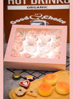 Bakepacker Auto-pop up 12 Cupcake Containers 6-Packs Pink Cupcakes Carrier, 12 Cupcake Boxes with Window 13"x10"x3.5"