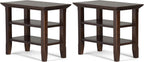 SIMPLIHOME Acadian Solid Wood 14 inch Wide Transitional-Style Narrow Side Tables in Brunette Brown for the Living Room and Bedroom (Set of 2)