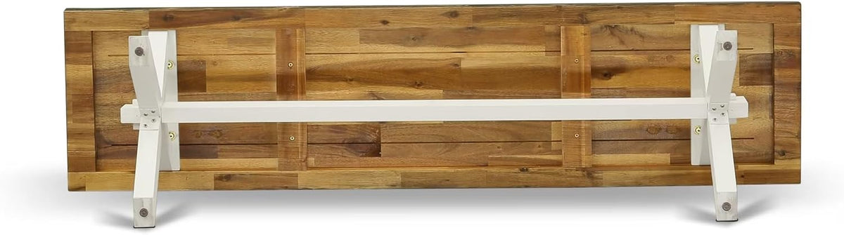 East West Furniture XB076 X-Style Mid Century Modern Dining Bench with Solid Wood Seat, 60x15x18 Inch, Multi-Color