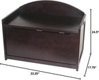 Lipper International Child's Toy Chest, 33.25" W x 17.75" D x 24.5" H, Espresso Finish