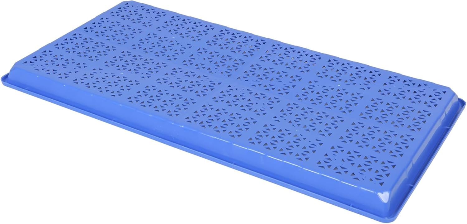 SUNPACK 10" x 20" Heavy Duty Mesh Plastic Seed Starting Tray, Blue, 1" (Pack of 10) - Ensures Water Drainage and Aeration, Perfect for Greenhouses or Indoor Gardening