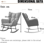 Modern Indoor Bedroom Rocking Chair with Cushion, Indoor Bedroom Upholstered Rocking Chair, Sofa Chair, Modern Lounge Chair for Balcony, for Balcony Living Room Bedroom,Emerging Green