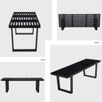 55" Black Wood Entryway Bench, Industrial End of Bed Bench for Bedroom, Wooden Dining Bench with Black Metal Frame, Long Bench Ottoman Bench for Living Room Foyer Indoor Hallway