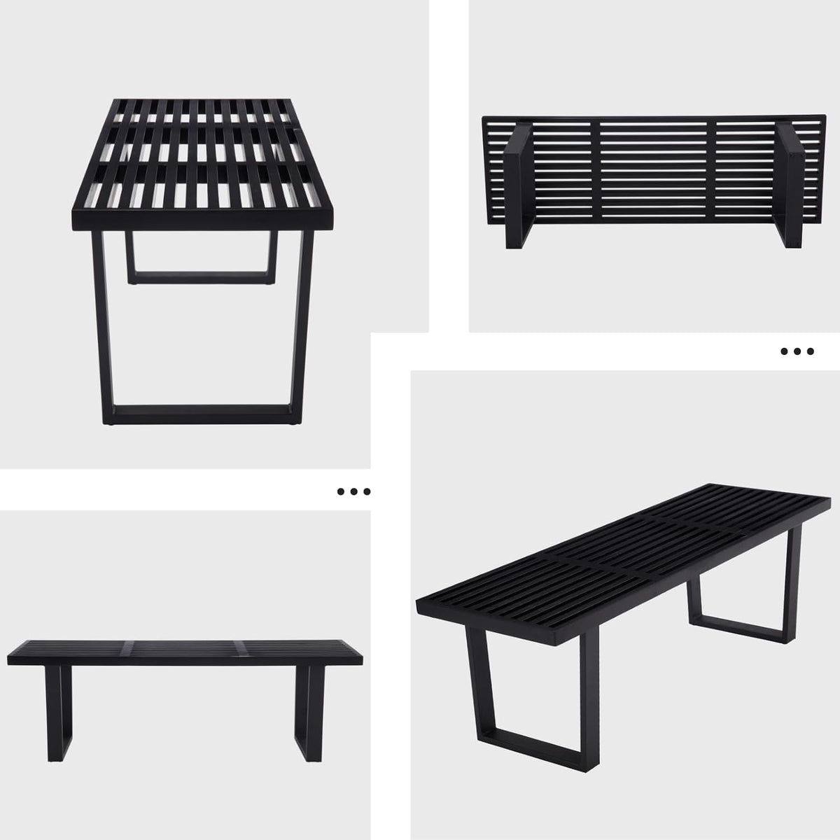 55" Black Wood Entryway Bench, Industrial End of Bed Bench for Bedroom, Wooden Dining Bench with Black Metal Frame, Long Bench Ottoman Bench for Living Room Foyer Indoor Hallway