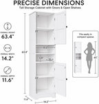 Viaozutis Tall Bathroom Storage Cabinet, Slim Freestanding Cabinet with Adjustable Shelves, Vertical Storage Organizer for Small Bathrooms, Toilet Paper & Daily Essentials Storage（White）