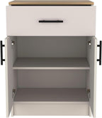 DEPOT E-SHOP 24" Barbados Pantry Organizer Cabinet with One Drawer, Two Interior Shelves, and Two Doors, Ivory/Natural Oak, Kitchen – Tall Kitchen Storage & Pantry Organization