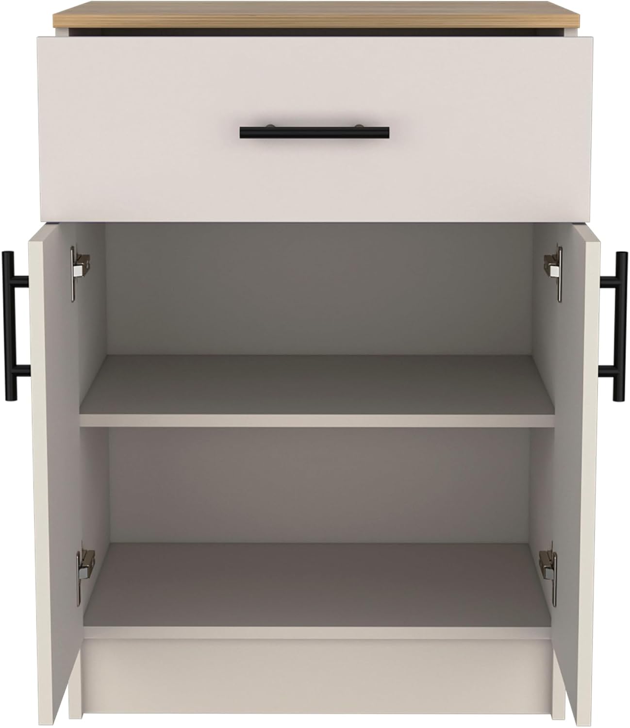 DEPOT E-SHOP 24" Barbados Pantry Organizer Cabinet with One Drawer, Two Interior Shelves, and Two Doors, Ivory/Natural Oak, Kitchen – Tall Kitchen Storage & Pantry Organization