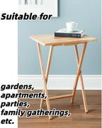 Folding Table L 19 x W 15 x H 26 inches TV Tray Half Portable Laptop Table for Indoor/Outdoor Events (Natural Set of 2)
