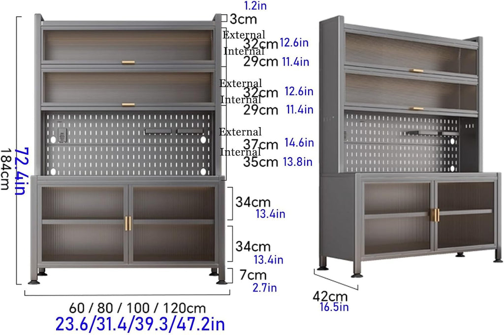 JKGHK 6-Tier Tall Kitchen Bakers Rack, Kitchen Storage Hutch Cupboard Cabinet with Adjustable Foot, Open Kitchens Pantry Storage Shelves for Spices, Pots, Pans(120cm/47.2in)
