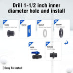rain Barrel Spigot 1 inch PVC Bulkhead Adapter 1" I.D. Female Thread Blue Switch Valve Garden kit, for 5/2.5/50/55/100 Gallon Water Tank rainwater stock