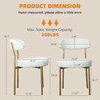 SoarFlash Dining Chairs, Beige Boucle Dining Chairs Set of 6, Kitchen Dining Room Chairs Curved Backrest Upholstered Mid Century Chair with Golden Metal Legs