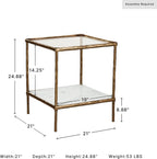 Signature Design by Ashley Ryandale Square End Table, Brass Glass & Marble