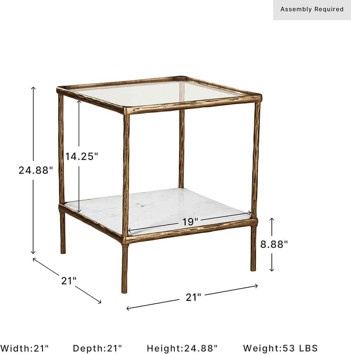 Signature Design by Ashley Ryandale Square End Table, Brass Glass & Marble