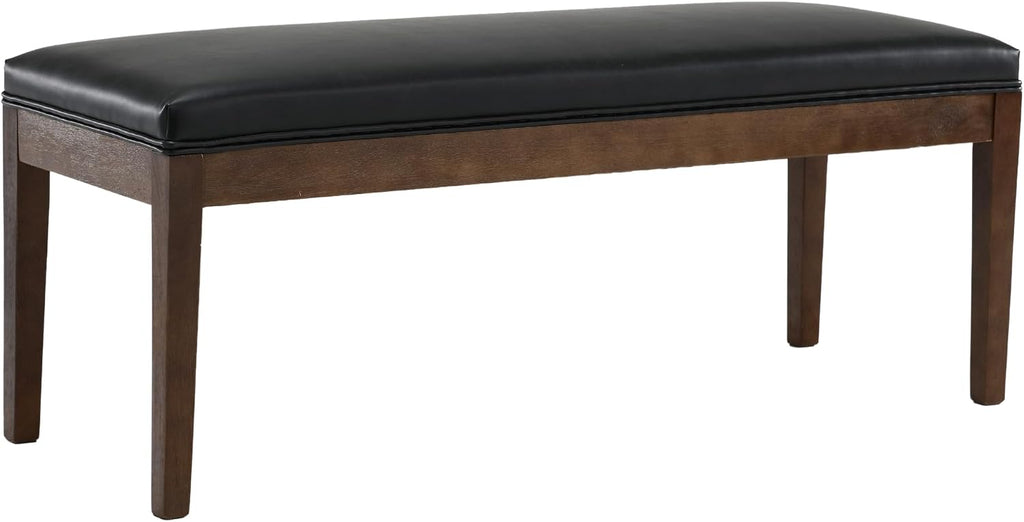 PU Leather Entryway Bench Farmhouse Dining Benches Upholstered Bedroom Bench Shoe Bench Seat for Hallway Living Room Bedroom End of Bed, 16" D x 45.5" W x 18.75" H, Black