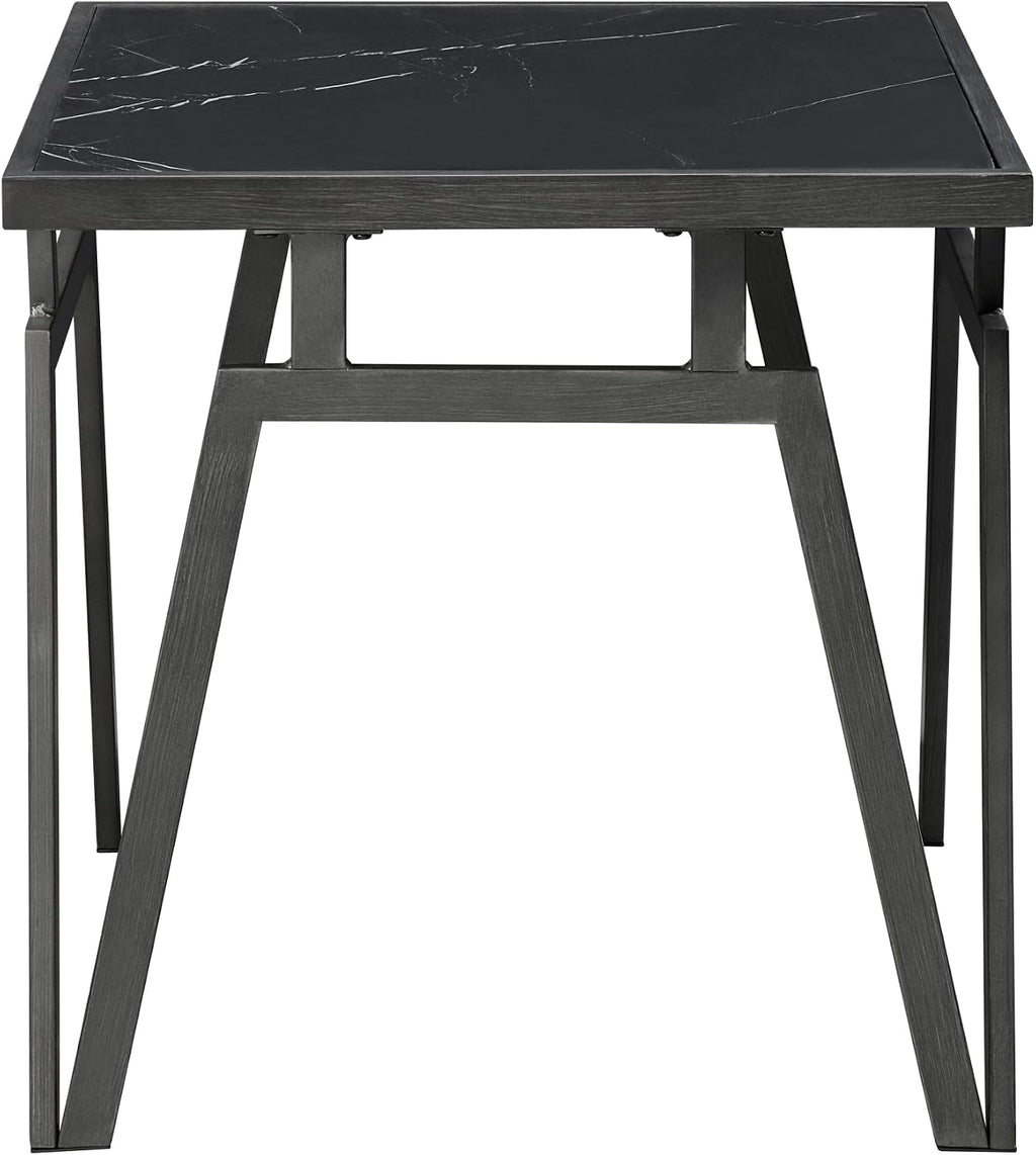 Modern Black 3pc Occasional Table Set with Sintered Stone Tops | Includes 1 cocktail table and 2 end tables with black sintered stone tops