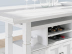 Signature Design By Ashley Robbinsdale 72-Inch Counter Height Dining Table with Kitchen Island Storage, Rubberwood Solids, Ash Veneer and MDF Substrates, Antique White