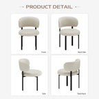 Beige Dining Chairs Set of 2 Leather Dining Chairs with Metal Legs, Spring Support and Curved Back, Round Kitchen Dining Room Chair Mid Century Modern Style for Cafe, Restrauent,Bar (Beige-2)