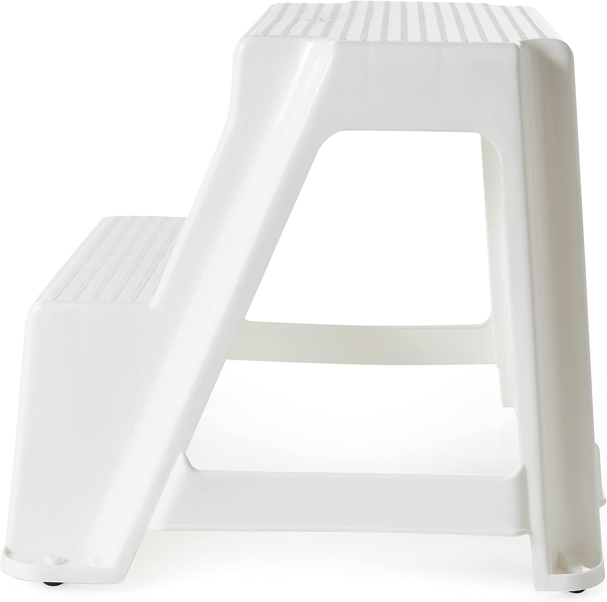 Gracious Living 2-Step Plastic Stool, 300 Lb Capacity, White | Portable Step Stool for Dorm, Home, Classroom & Office, 18"L x 18.75"W x 16"H