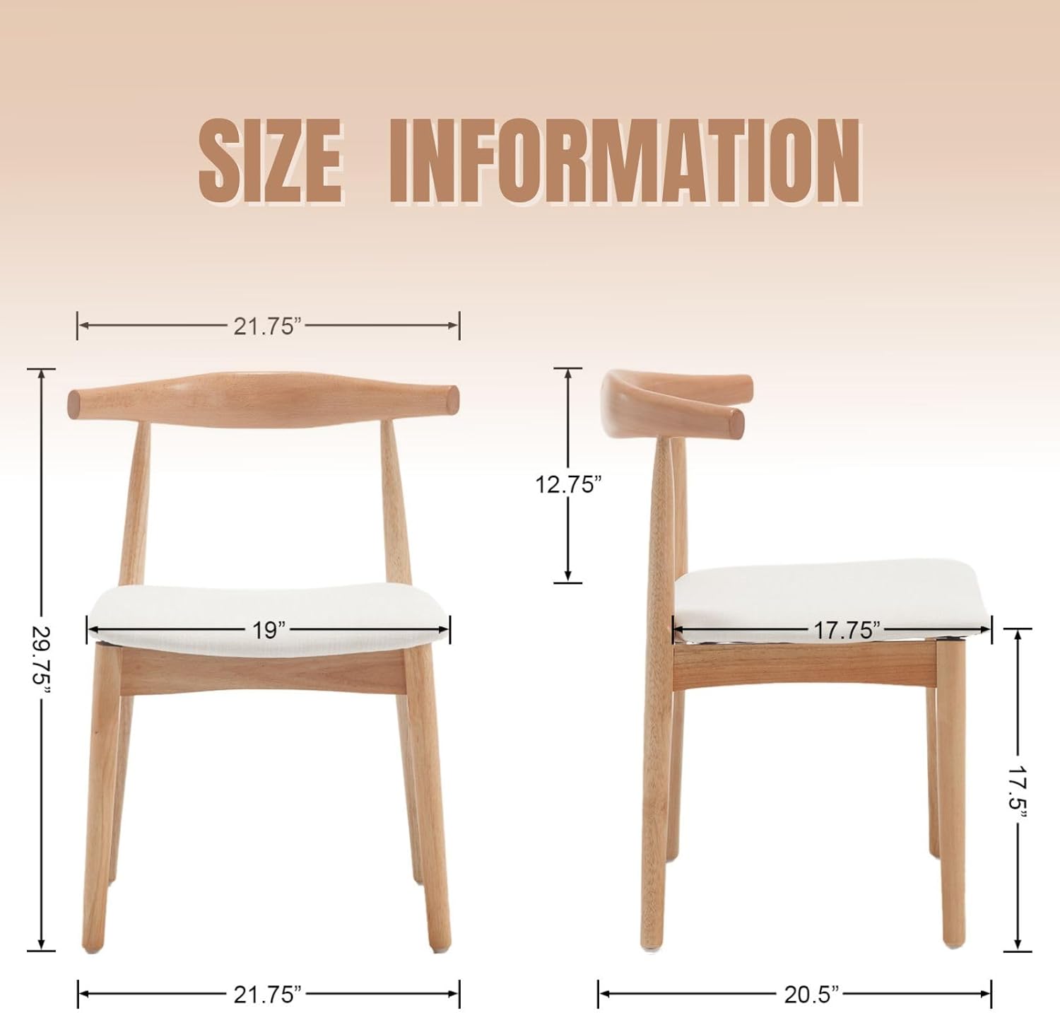 ROCITY Wood Dining Chairs Set of 4 Fabric Kitchen Chairs with Linen Cushion and Barrel Backs Mid Century Modern Dining Room Chairs Natural Wood